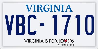VA license plate VBC1710