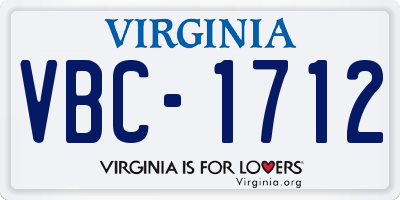 VA license plate VBC1712
