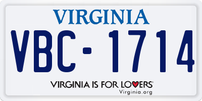VA license plate VBC1714