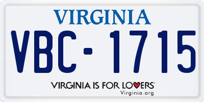 VA license plate VBC1715