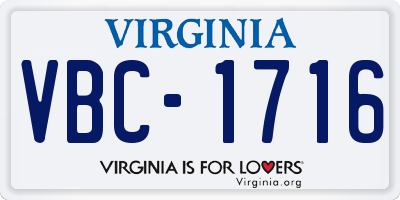 VA license plate VBC1716