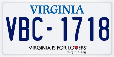 VA license plate VBC1718
