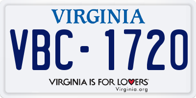 VA license plate VBC1720