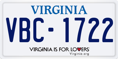 VA license plate VBC1722
