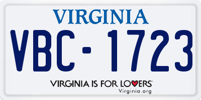 VA license plate VBC1723