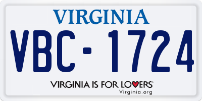 VA license plate VBC1724