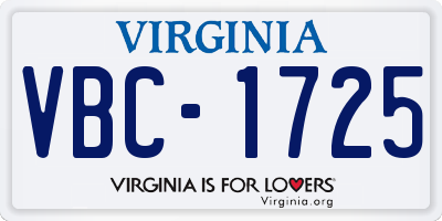 VA license plate VBC1725