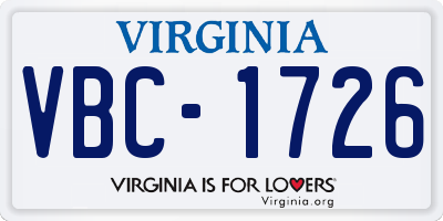 VA license plate VBC1726