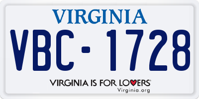 VA license plate VBC1728