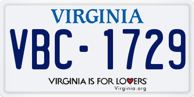 VA license plate VBC1729