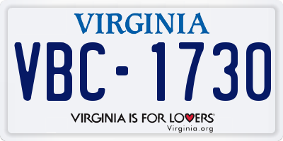 VA license plate VBC1730