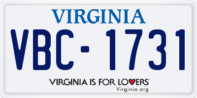 VA license plate VBC1731