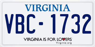 VA license plate VBC1732