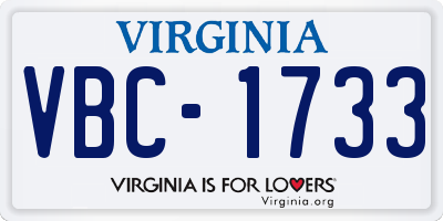 VA license plate VBC1733
