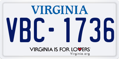 VA license plate VBC1736