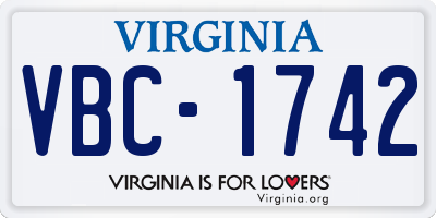 VA license plate VBC1742