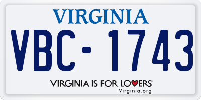 VA license plate VBC1743