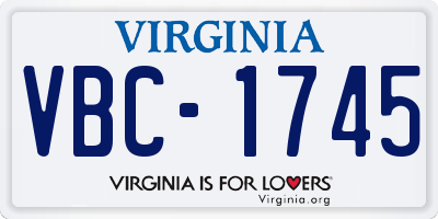 VA license plate VBC1745