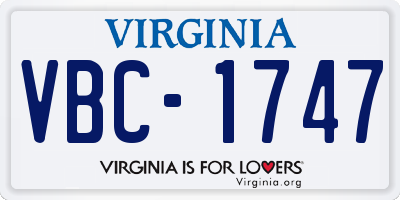 VA license plate VBC1747