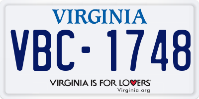 VA license plate VBC1748