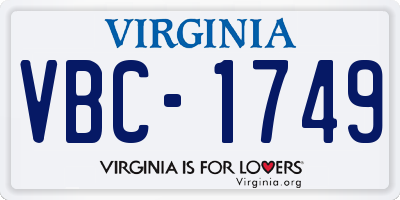 VA license plate VBC1749