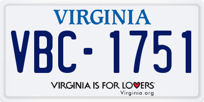 VA license plate VBC1751