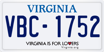 VA license plate VBC1752
