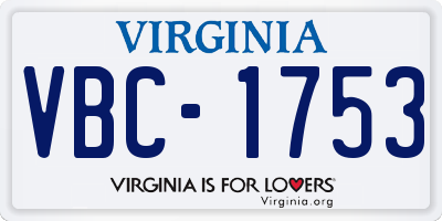 VA license plate VBC1753
