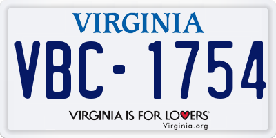 VA license plate VBC1754