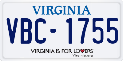VA license plate VBC1755