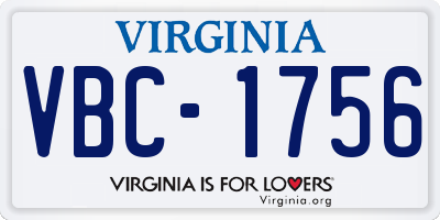 VA license plate VBC1756