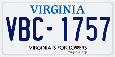 VA license plate VBC1757