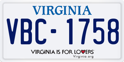 VA license plate VBC1758