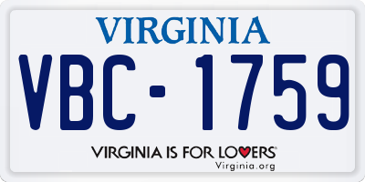 VA license plate VBC1759
