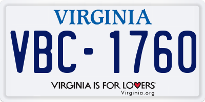 VA license plate VBC1760