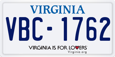 VA license plate VBC1762