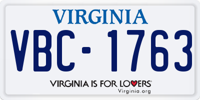 VA license plate VBC1763