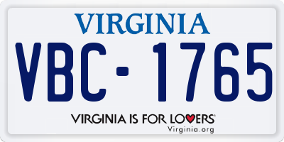 VA license plate VBC1765