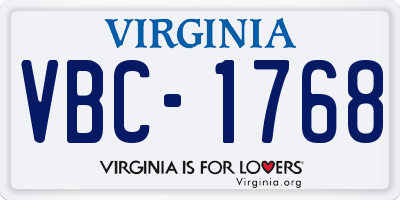VA license plate VBC1768