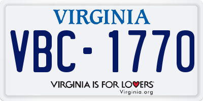 VA license plate VBC1770