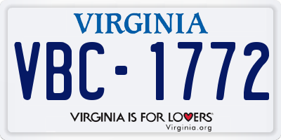 VA license plate VBC1772