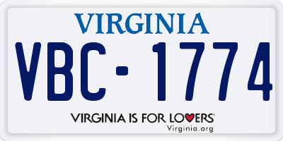 VA license plate VBC1774
