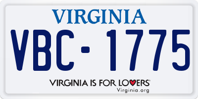 VA license plate VBC1775
