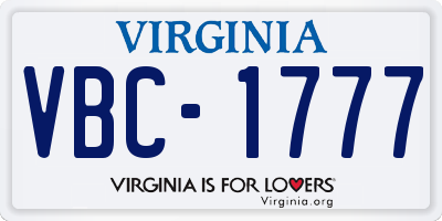 VA license plate VBC1777