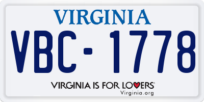 VA license plate VBC1778