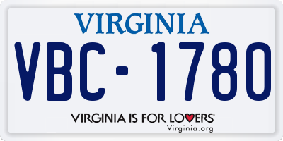 VA license plate VBC1780