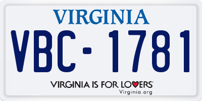 VA license plate VBC1781