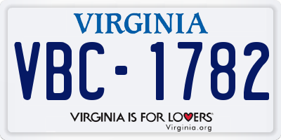 VA license plate VBC1782