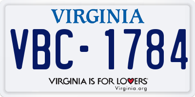 VA license plate VBC1784