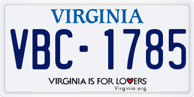VA license plate VBC1785
